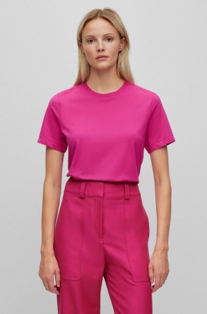 Camiseta Hugo Boss Relaxed-fit In Algodon Mujer Rosas | 09816-CVIT