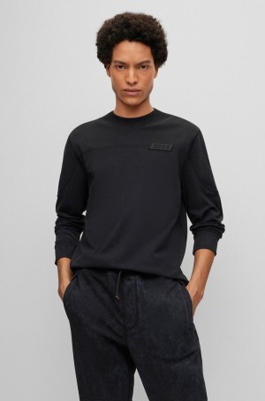 Camiseta Hugo Boss Relaxed-fit Long-sleeved With Carreras-inspired Details Hombre Negros | 18056-THKS