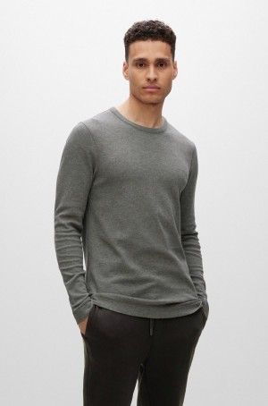 Camiseta Hugo Boss Slim-fit Long-sleeved In Waffle Algodon Hombre Grises | 35469-GBRX