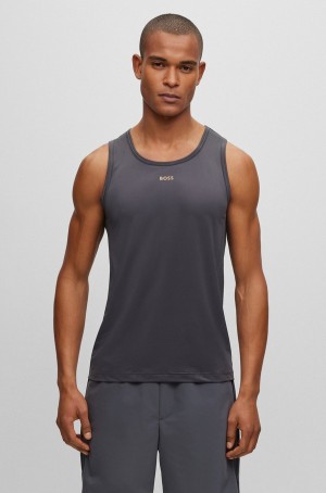 Camiseta Hugo Boss Slim-fit Tank With Decorative Reflective Pattern Hombre Grises Oscuro | 62170-NYMA