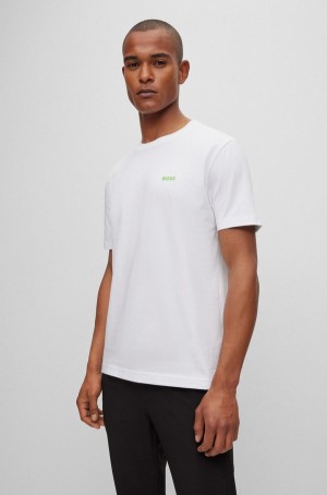 Camiseta Hugo Boss Stretch-cotton With Contrast Logo Hombre Blancos | 82305-SOXW