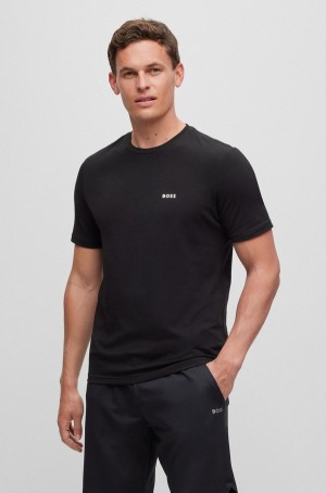 Camiseta Hugo Boss Two-pack Of Logo In Stretch Algodon Hombre Negros Blancos | 24039-HREL