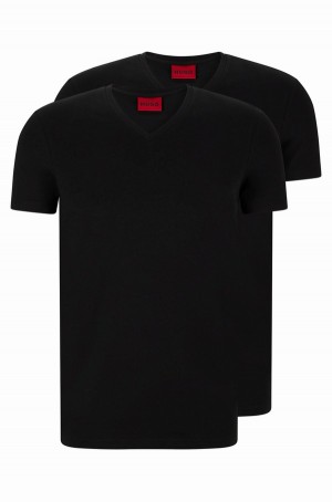 Camiseta Hugo Boss Two-pack Of Slim-fit In Stretch Algodon Hombre Negros | 86549-TDAX
