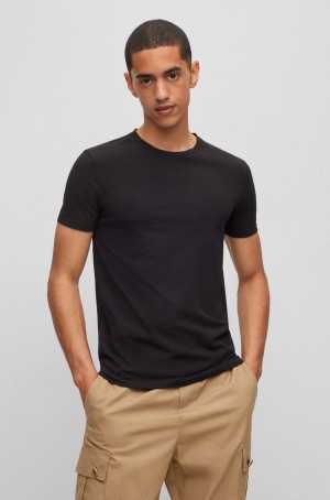 Camiseta Hugo Boss Two-pack Of Slim-fit In Stretch Algodon Hombre Negros | 98167-BGWT