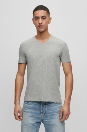 Camiseta Hugo Boss Two-pack Of Slim-fit In Stretch Algodon Hombre Grises Claro | 58249-XNYA