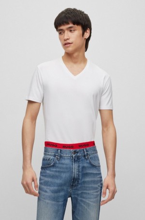 Camiseta Hugo Boss Two-pack Of Slim-fit In Stretch Algodon Hombre Grises Claro | 95862-QFDS