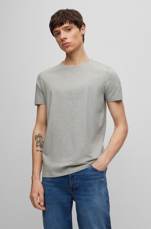 Camiseta Hugo Boss Two-pack Of Slim-fit In Stretch Algodon Hombre Grises Claro | 58479-KZNE