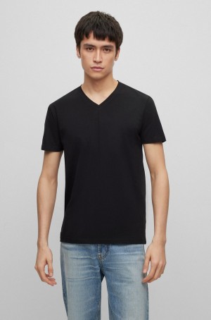 Camiseta Hugo Boss Two-pack Of Slim-fit In Stretch Algodon Hombre Blancos Negros | 72368-RLXP