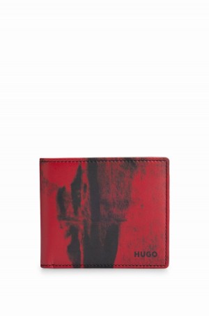 Carteras Hugo Boss Billfold In Smooth Cuero With Seasonal Print Hombre Rojos | 94506-YGAE