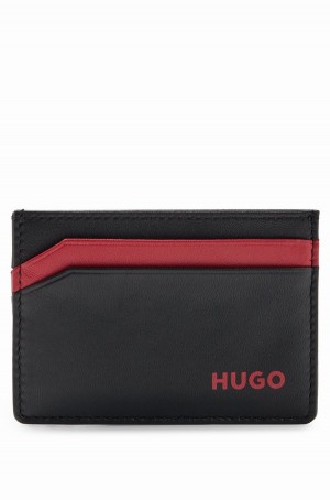 Carteras Hugo Boss Cuero Card Holder With Logo Hombre Negros | 86034-MJZV