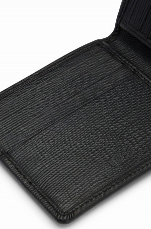 Carteras Hugo Boss Embossed Italian-leather With Logo Plate Hombre Negros | 23485-LQAM
