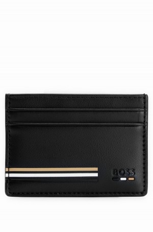 Carteras Hugo Boss Faux-leather Card Holder With Signature-stripe Details Hombre Negros | 09736-MKZH