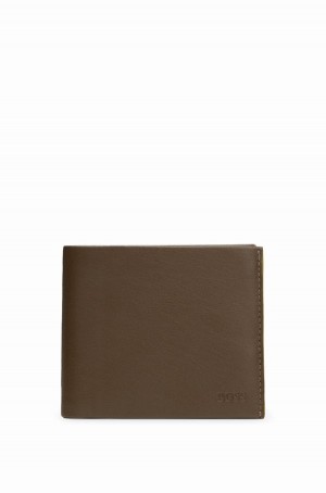 Carteras Hugo Boss Logo-embossed Cuero With Eight Card Slots Hombre Verdes Oscuro | 91308-BCZS