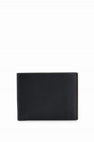 Carteras Hugo Boss Logo-embossed Cuero With Six Card Slots Hombre Negros | 14697-JGWC