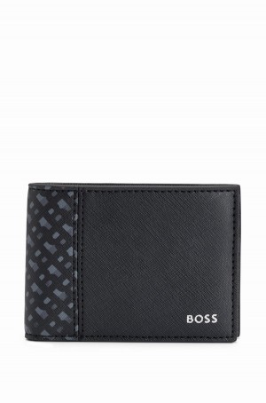 Carteras Hugo Boss Structured Billfold With Monogram Detailing Hombre Negros | 71285-BURA