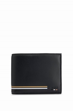 Carteras Hugo Boss Tri-fold Faux-leather With Signature-stripe Details Hombre Negros | 54608-UBXI