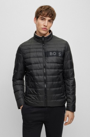 Chamarras Hugo Boss Agua-repellent Acolchado With 3d Logo Tape Hombre Negros | 38716-ZDHS