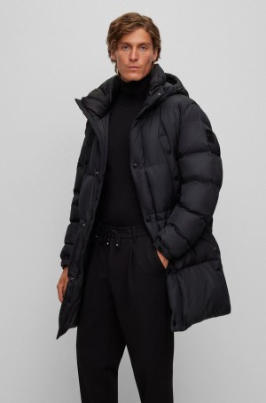 Chamarras Hugo Boss Agua-repellent Acolchado With Hood Hombre Negros | 06734-XMHP