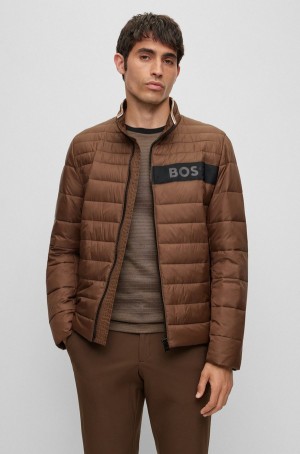 Chamarras Hugo Boss Agua-repellent Acolchado With 3d Logo Tape Hombre Marrom | 46593-PCYI
