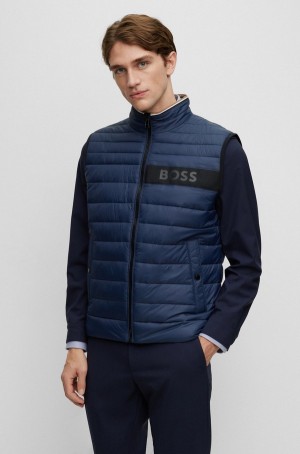 Chamarras Hugo Boss Agua-repellent Acolchado With 3d Logo Tape Hombre Azules Oscuro | 25613-OBMH