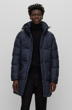 Chamarras Hugo Boss Agua-repellent Acolchado With Hood Hombre Azules Oscuro | 70491-ROUA