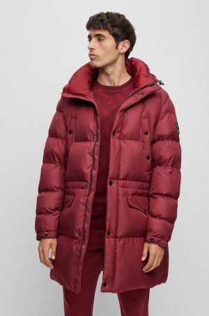 Chamarras Hugo Boss Agua-repellent Acolchado With Hood Hombre Rojos Oscuro | 48316-TEIU