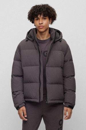 Chamarras Hugo Boss Agua-repellent Down With Detachable Hood Hombre Grises Oscuro | 46281-TWBA