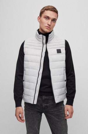Chamarras Hugo Boss Agua-repellent In Gloss And Matte Fabrics Hombre Grises Claro | 98254-GPBK
