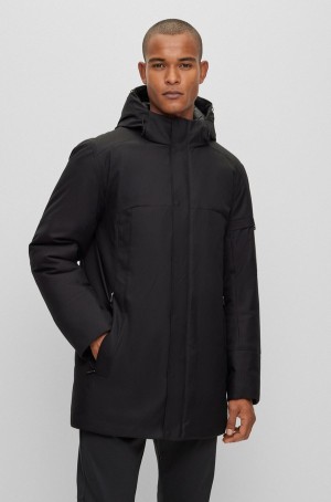Chamarras Hugo Boss Agua-repellent Parka With Logo Sleeve Pocket Hombre Negros | 89632-AFWJ