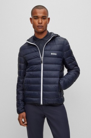 Chamarras Hugo Boss Agua-repellent Puffer With Branded Trims Hombre Azules Oscuro | 13607-PUKB