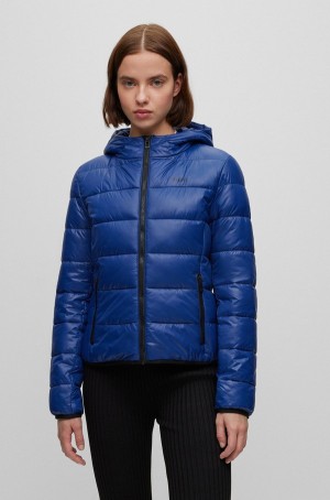 Chamarras Hugo Boss Agua-repellent Puffer With Logo Print Mujer Azules Oscuro | 36259-OQNJ