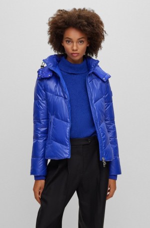 Chamarras Hugo Boss Agua-repellent Puffer In Gloss Material Mujer Azules | 10726-ZFKE