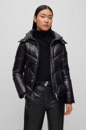 Chamarras Hugo Boss Agua-repellent Puffer In Gloss Material Mujer Negros | 91706-GBOQ