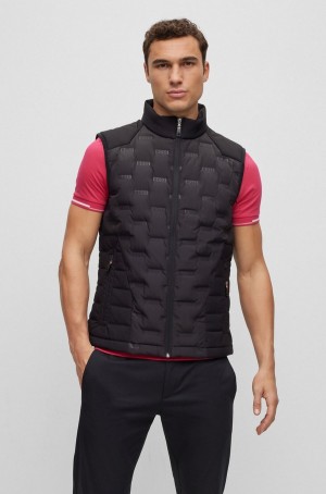 Chamarras Hugo Boss Agua-repellent Regular-fit With Down Filling Hombre Negros | 39084-WGMA