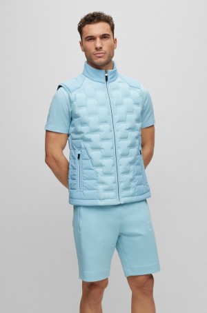 Chamarras Hugo Boss Agua-repellent Regular-fit With Down Filling Hombre Azules Claro | 74980-HJVN