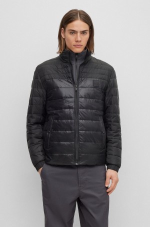Chamarras Hugo Boss Agua-repellent Regular-fit In Ligeros Mixed Fabrics Hombre Negros | 37815-OMVD