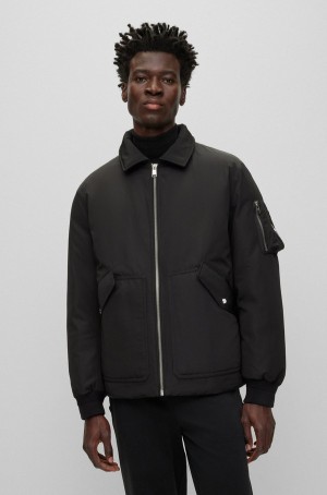 Chamarras Hugo Boss Agua-repellent With Faux-fur Collar Hombre Negros | 03589-SYRG