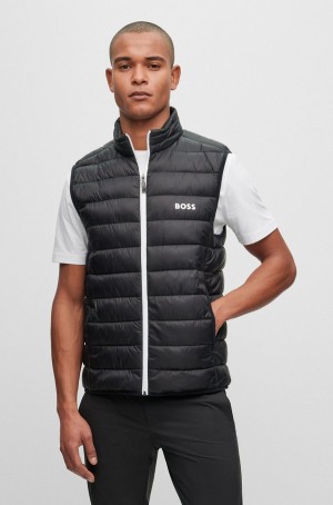 Chamarras Hugo Boss Agua-repellent With Logo Detail Hombre Negros | 37506-UTKE