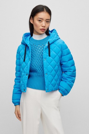 Chamarras Hugo Boss Encapuchado Reversible With Padding Mujer Turquesa | 76082-GJLV