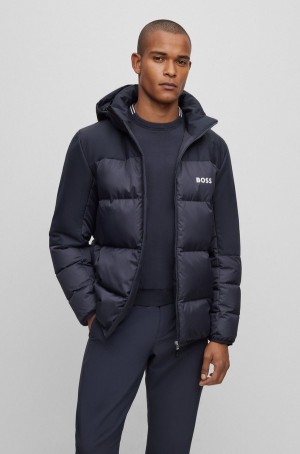 Chamarras Hugo Boss Regular-fit Agua-repellent Down With Logo Detail Hombre Azules Oscuro | 43596-FSER