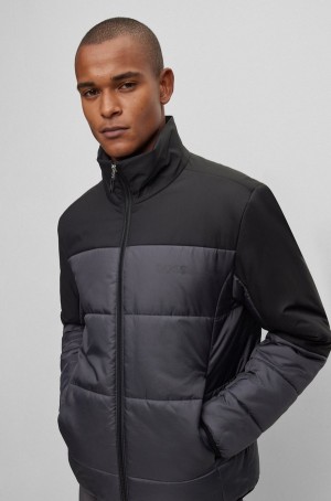 Chamarras Hugo Boss Regular-fit Agua-repellent Acolchado In Mixed Materials Hombre Grises Oscuro | 87492-MNFE