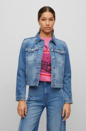 Chamarras Hugo Boss Regular-fit In Blue Rigid Denim Mujer Azules Claro | 69825-KYRI