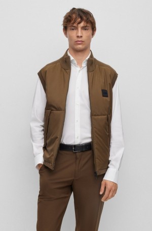 Chamarras Hugo Boss Regular-fit With Logo Patch Hombre Kaki | 30967-ZKJC