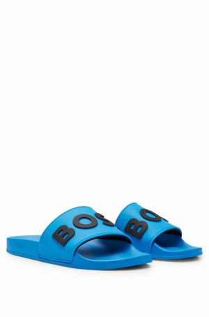 Chanclas Hugo Boss Italian-made Raised Logo Hombre Azules | 76813-YQPS