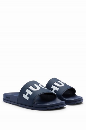 Chanclas Hugo Boss Logo Correa Hombre Azules Oscuro | 89401-XTWQ
