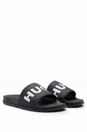 Chanclas Hugo Boss Logo Correa Hombre Negros | 32941-DBOP