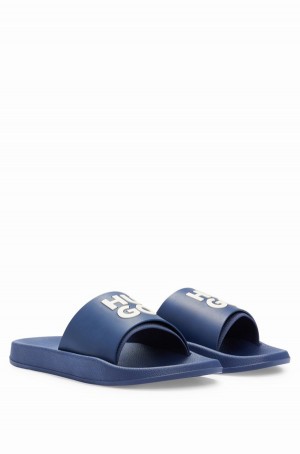 Chanclas Hugo Boss Logo-branded Straps Hombre Azules | 94135-LBGF