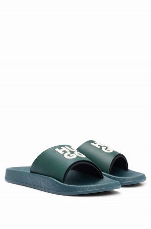 Chanclas Hugo Boss Logo-branded Straps Hombre Verdes Oscuro | 25046-SXIJ