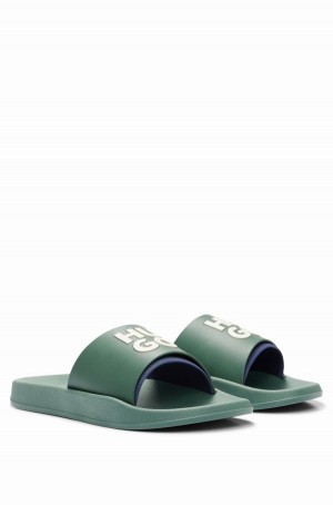 Chanclas Hugo Boss Logo-branded Straps Hombre Verdes Claro | 34615-SNGY