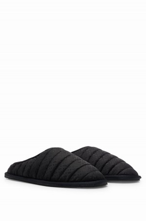 Chanclas Hugo Boss Monogram-jacquard With Rubber Sole Hombre Negros | 15036-NPDS